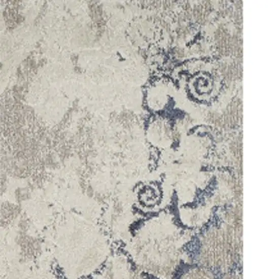 Blue and Ivory Oriental Distressed Area Rug Photo 6