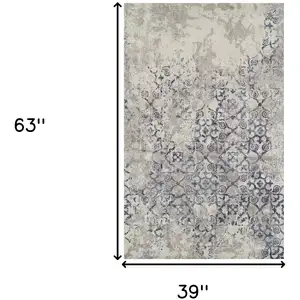 Photo of Blue and Ivory Oriental Distressed Area Rug