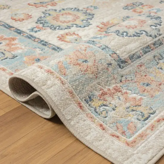 Blue and Ivory Oriental Power Loom Area Rug Photo 9