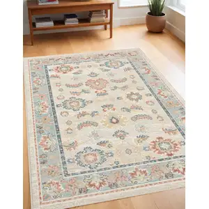 Photo of Blue and Ivory Oriental Power Loom Area Rug