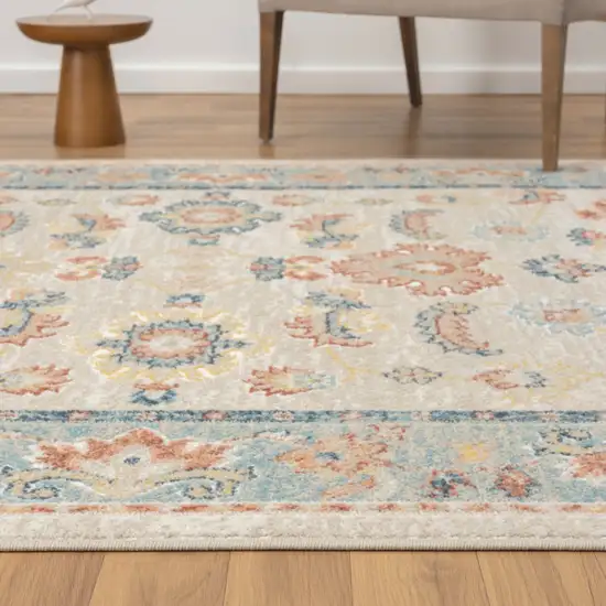 Blue and Ivory Oriental Power Loom Area Rug Photo 8