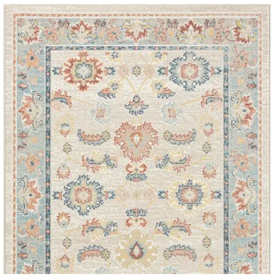 Blue and Ivory Oriental Power Loom Area Rug Photo 6