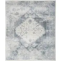 Photo of Blue and Ivory Oriental Power Loom Distressed Area Rug