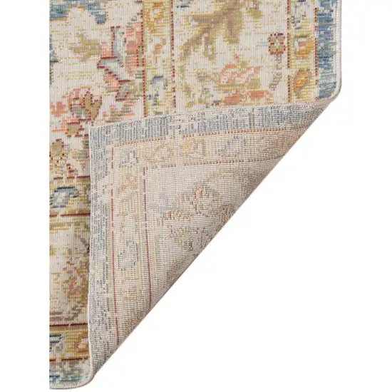 Blue and Ivory Oriental Power Loom Distressed Area Rug Photo 3