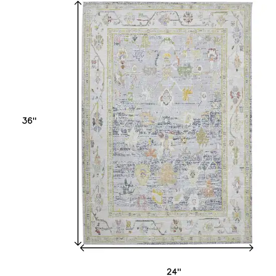 Blue and Ivory Oriental Power Loom Distressed Area Rug Photo 9