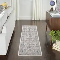 Photo of Blue and Ivory Oriental Power Loom Runner Rug