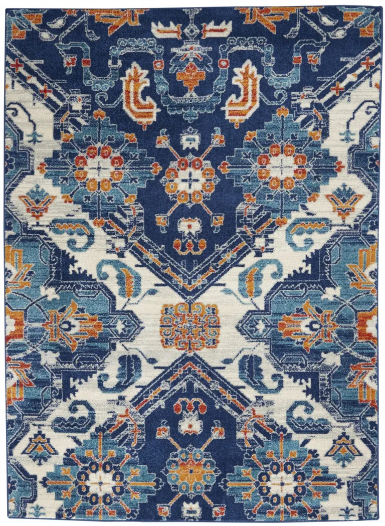 Blue and Ivory Persian Patterns Area Rug Photo 1