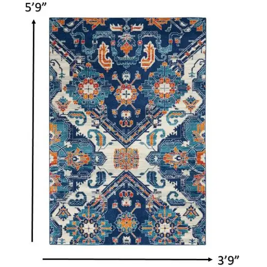 Blue and Ivory Persian Patterns Area Rug Photo 5