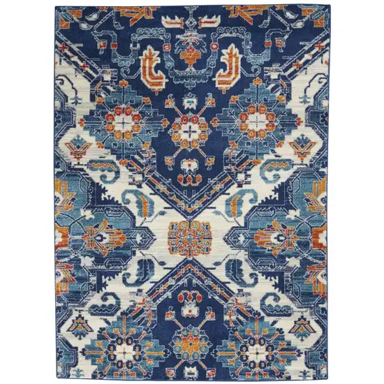 Blue and Ivory Persian Patterns Area Rug Photo 1