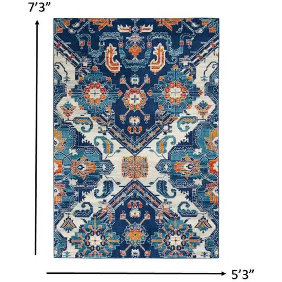Blue and Ivory Persian Patterns Area Rug Photo 5