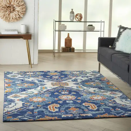 Blue and Ivory Persian Patterns Area Rug Photo 8