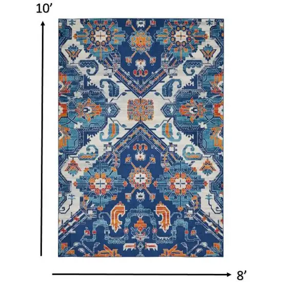 Blue and Ivory Persian Patterns Area Rug Photo 5