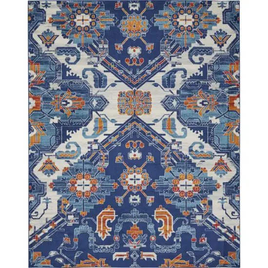 Blue And Ivory Floral Area Rug Photo 6