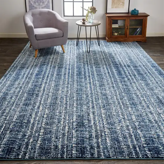 Blue and Ivory Power Loom Area Rug Photo 9