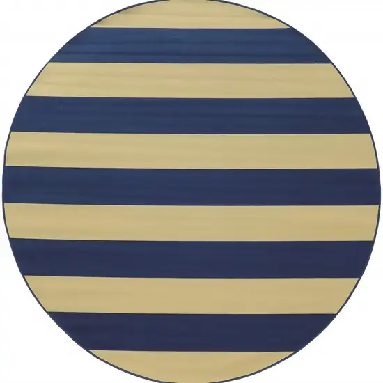 Blue and Ivory Striped Indoor Outdoor Area Rug Photo 4