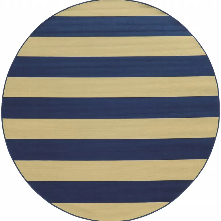 Blue and Ivory Striped Indoor Outdoor Area Rug Photo 1