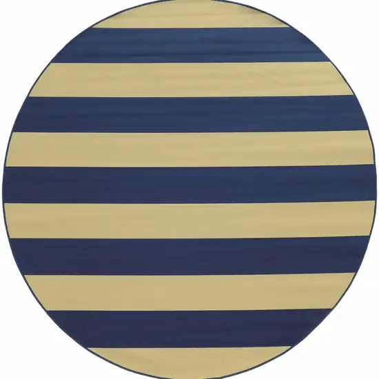 Blue and Ivory Striped Indoor Outdoor Area Rug Photo 1