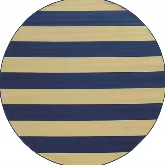 Blue and Ivory Striped Indoor Outdoor Area Rug Photo 3