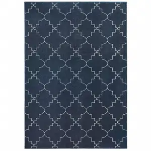 Photo of Blue and Ivory Trellis Indoor Area Rug