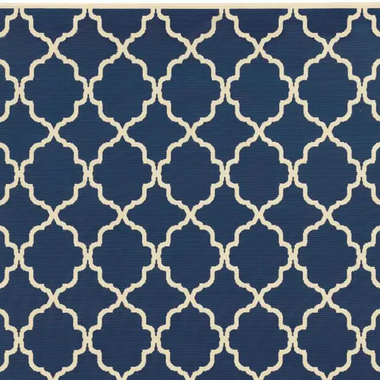 Blue and Ivory Trellis Indoor Outdoor Area Rug Photo 5