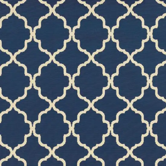 Blue and Ivory Trellis Indoor Outdoor Area Rug Photo 4