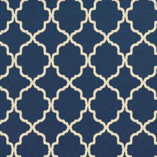 Blue and Ivory Trellis Indoor Outdoor Area Rug Photo 4