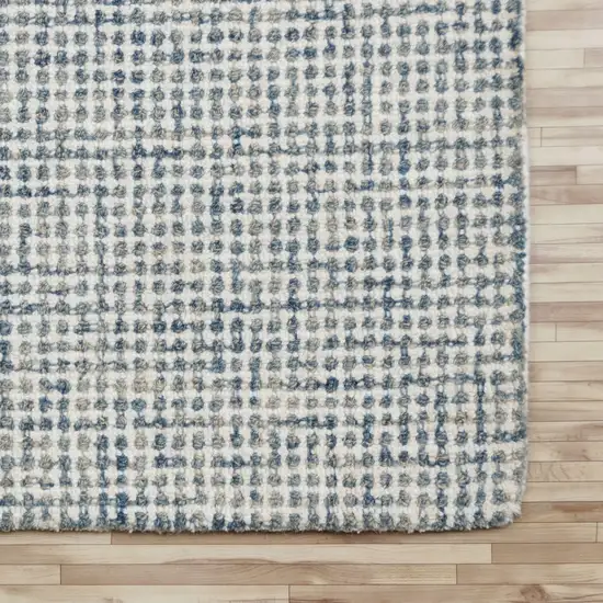 Blue and Ivory Wool Abstract Hand Tufted Area Rug Photo 7