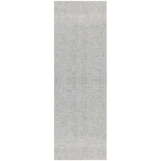 Blue and Ivory Wool Abstract Hand Tufted Runner Rug Photo 2