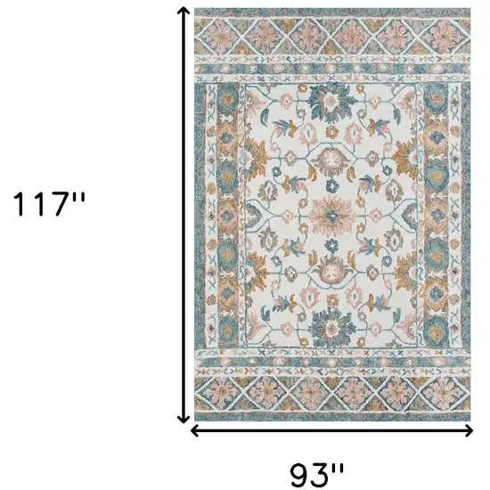 Blue and Ivory Wool Floral Hand Tufted Area Rug Photo 3