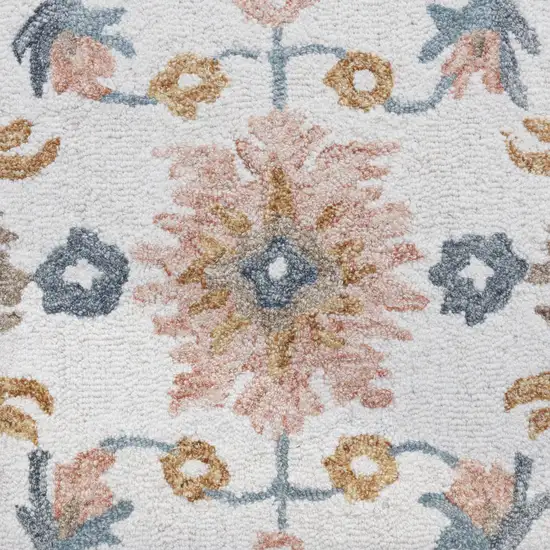 Blue and Ivory Wool Floral Hand Tufted Area Rug Photo 6