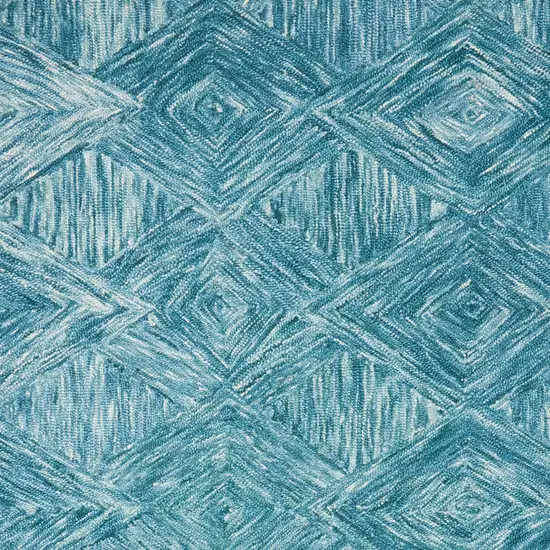 Blue and Ivory Wool Geometric Area Rug Photo 4