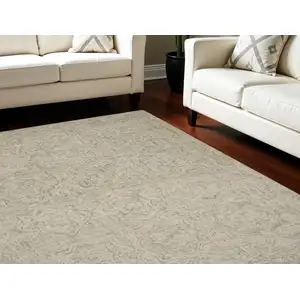 Photo of Blue and Ivory Wool Geometric Area Rug