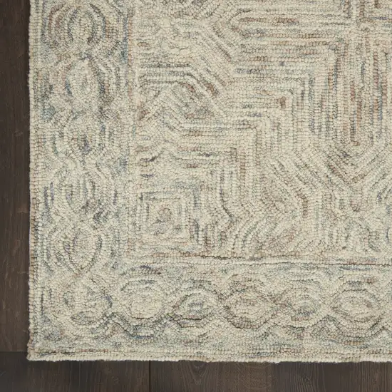 Blue and Ivory Wool Geometric Area Rug Photo 6