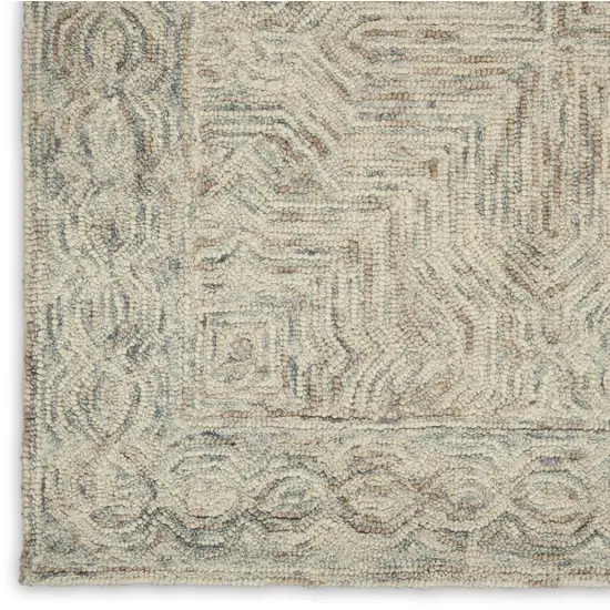 Blue and Ivory Wool Geometric Area Rug Photo 4