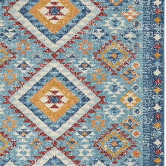 Blue And Orange Geometric Area Rug Photo 6