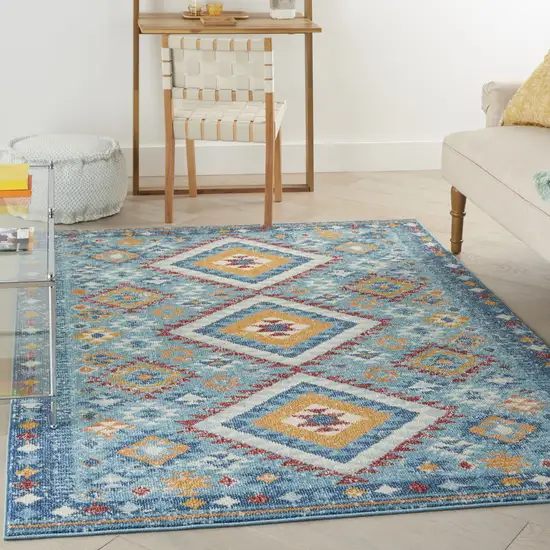 Blue And Orange Geometric Area Rug Photo 9