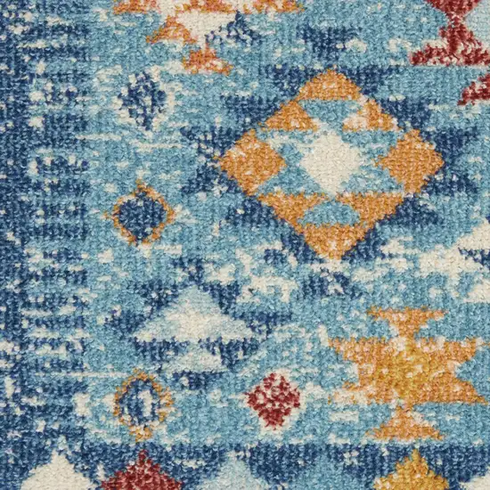 Blue And Orange Geometric Dhurrie Area Rug Photo 3