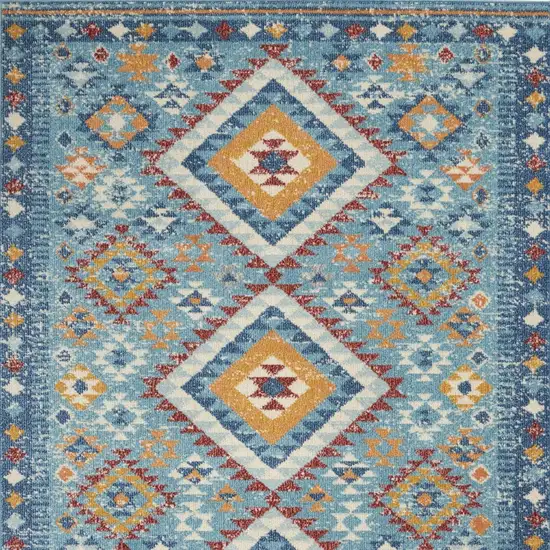 Blue And Orange Geometric Area Rug Photo 7