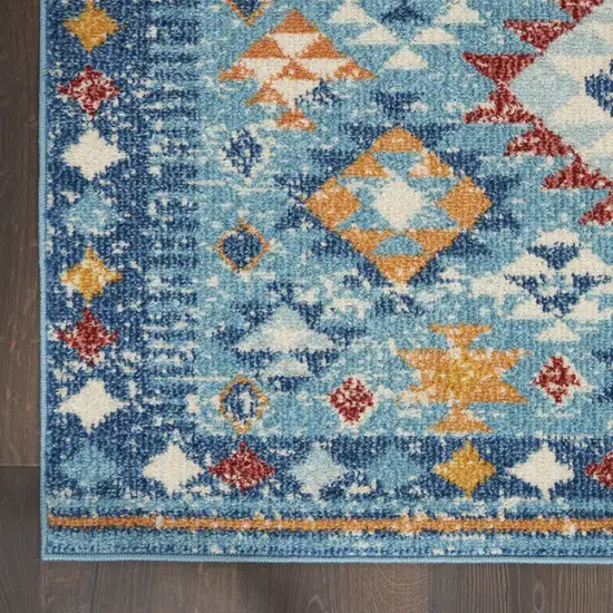 Blue And Orange Geometric Area Rug Photo 2