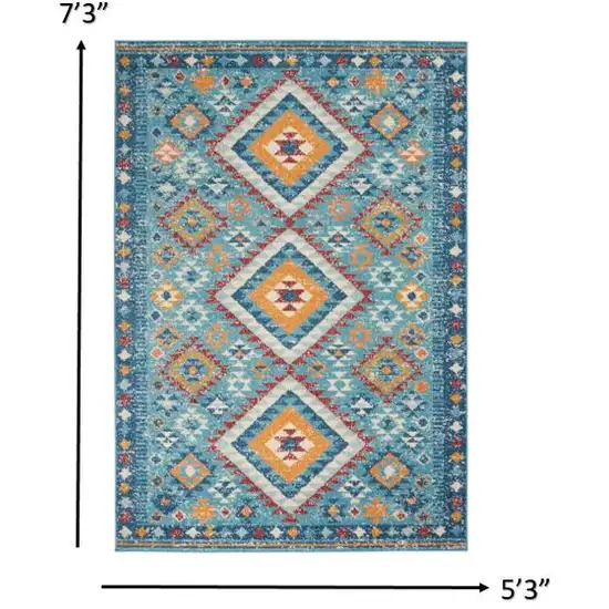 Blue and Multi Diamonds Area Rug Photo 6