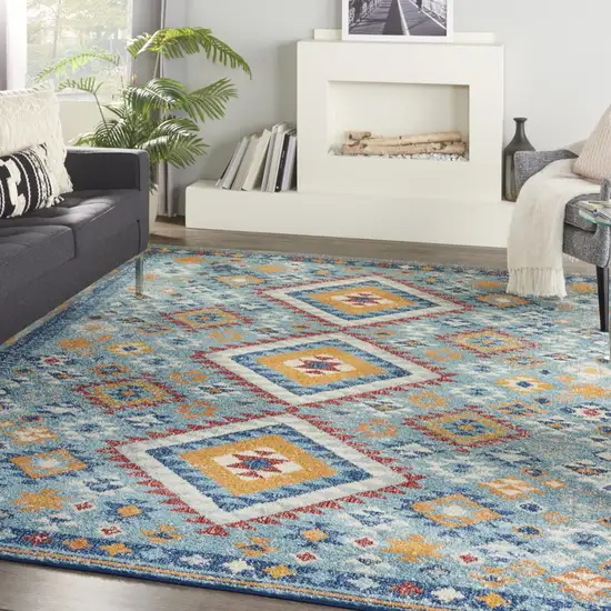 Blue and Multi Diamonds Area Rug Photo 9