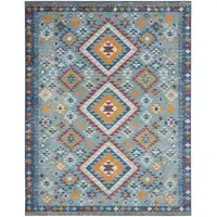 Photo of Blue and Multi Diamonds Area Rug