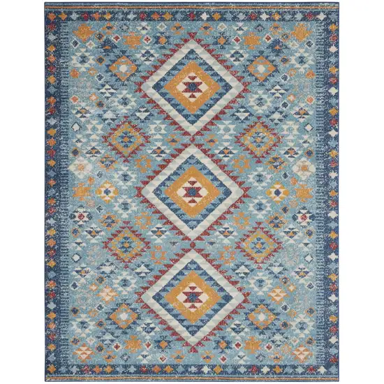 Blue and Multi Diamonds Area Rug Photo 1