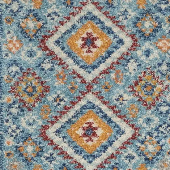 Blue and Multi Diamonds Runner Rug Photo 9