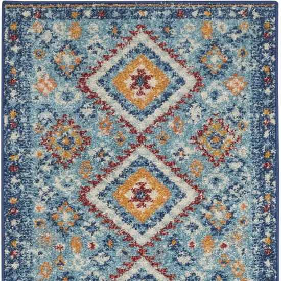 Blue and Multi Diamonds Runner Rug Photo 10