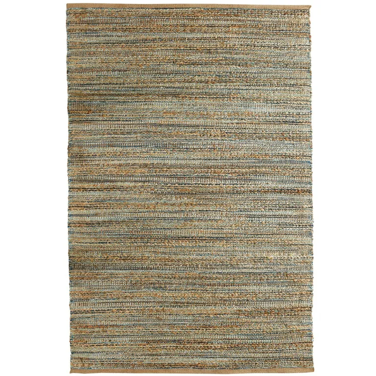 Blue and Natural Braided Jute Area Rug Photo 1