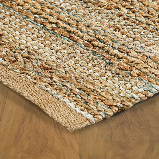 Blue and Natural Braided Jute Area Rug Photo 4