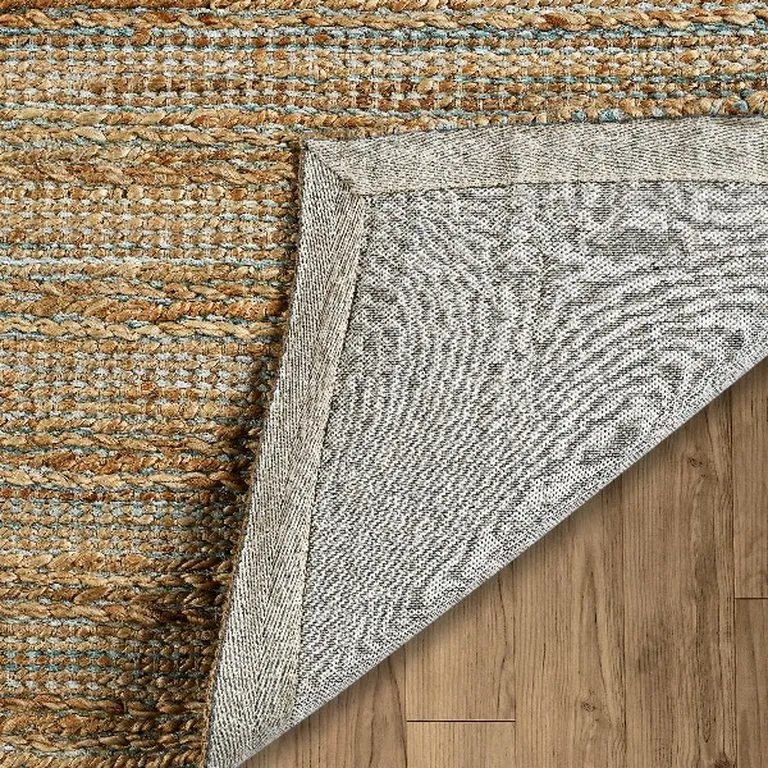 Blue and Natural Braided Jute Area Rug Photo 5