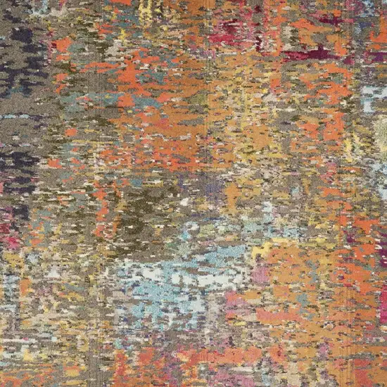 Blue and Orange Abstract Non Skid Area Rug Photo 9