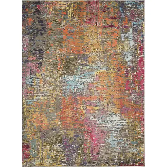 Blue and Orange Abstract Non Skid Area Rug Photo 5